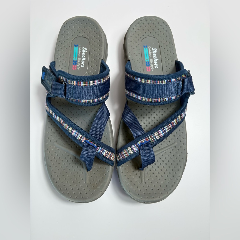 Skechers Women’s Reggae Fest Sandal Blue Trailway Sandals-Outdoor Style-Size: 9